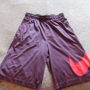 Nike Men's Dri Fit Shorts Navy and Red Medium